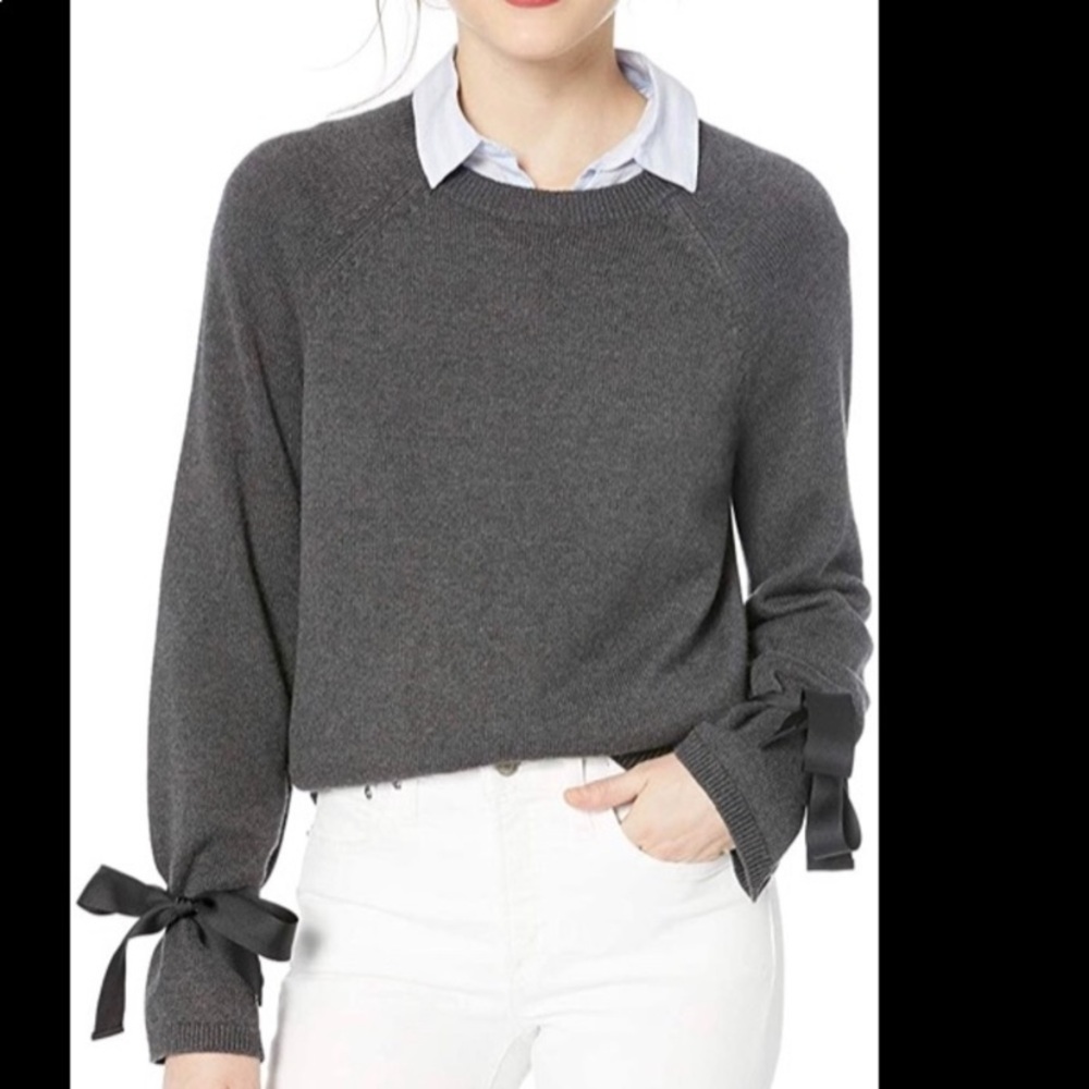 J.Crew Mercantile Women's Gray Sweater with Bow Accents